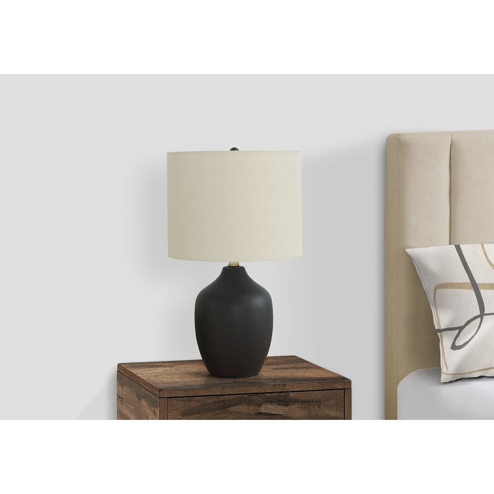 ="Lighting, 22""H, Table Lamp, Black Ceramic, Ivory / Cream Shade, Transitional