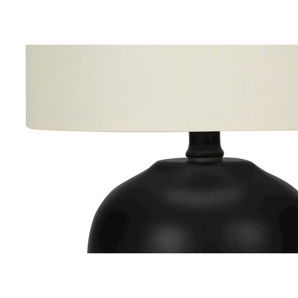 ="Lighting, 17""H, Table Lamp, Black Ceramic, Ivory / Cream Shade, Transitional