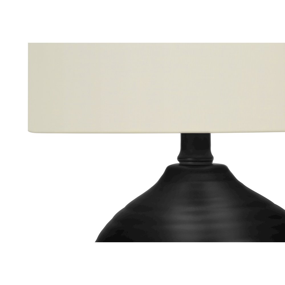 ="Lighting, 17""H, Table Lamp, Black Ceramic, Ivory / Cream Shade, Transitional