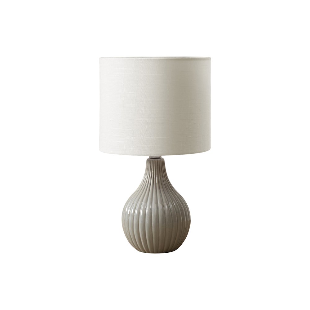 Lighting, 17"H, Table Lamp, Grey Ceramic, Ivory / Cream Shade, Contemporary