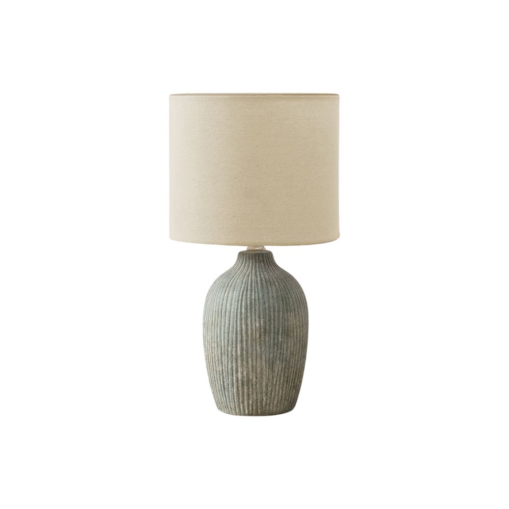 Lighting, Table Lamp, 18"H, Green Ceramic, Beige Shade, Contemporary, Modern