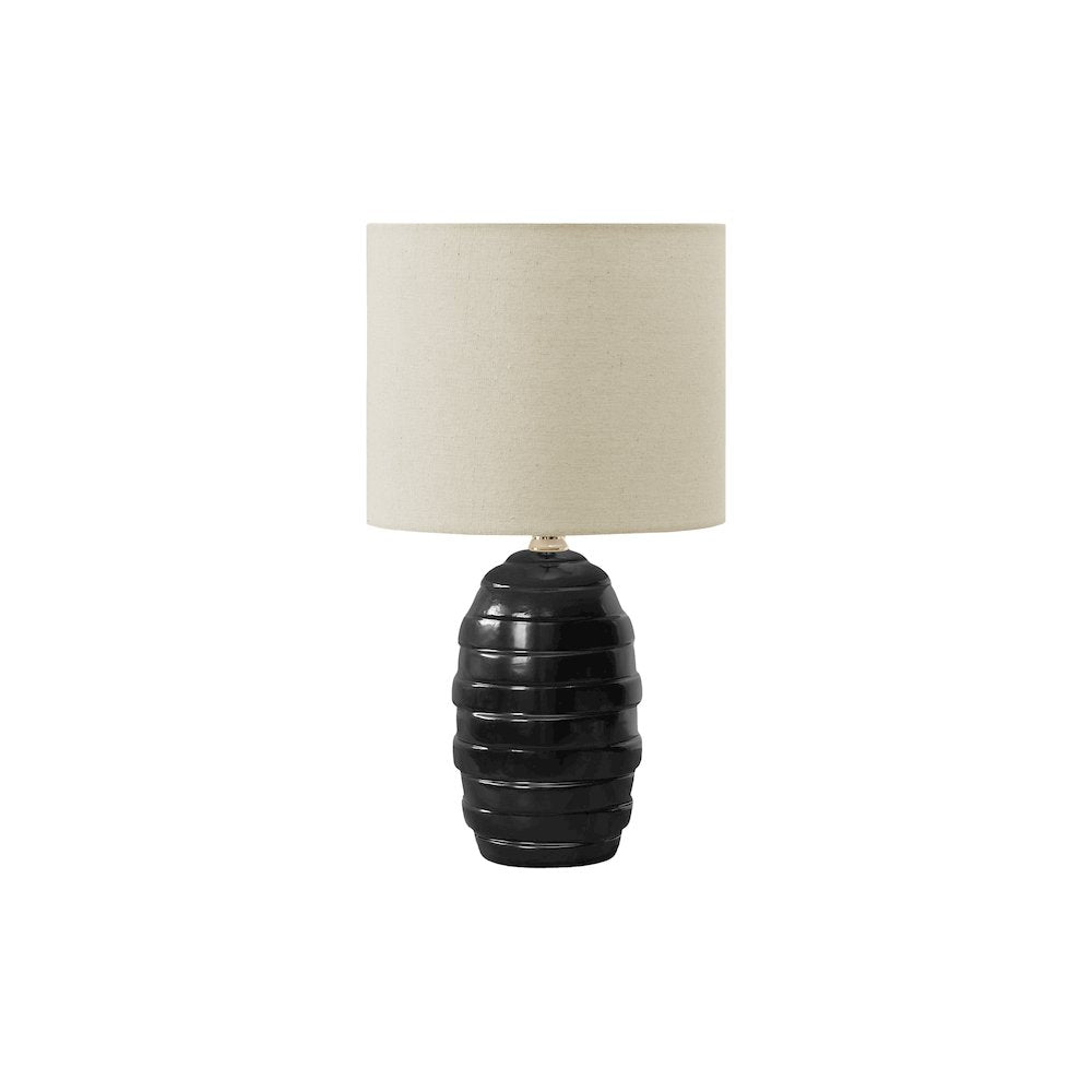 Lighting, 17"H, Table Lamp, Black Ceramic, Beige Shade, Contemporary, Modern