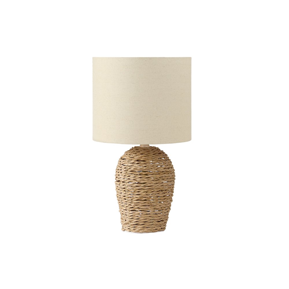 Lighting, 17"H, Table Lamp, Natural Rattan, Beige Shade, Transitional