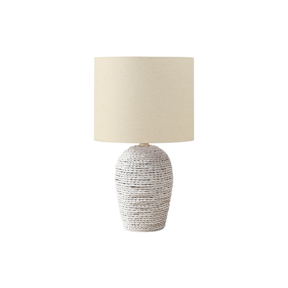 Lighting, 17"H, Table Lamp, White Rattan, Beige Shade, Transitional