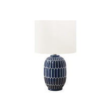 22"H, Table Lamp, Blue Ceramic, Ivory / Cream Shade, Contemporary, Modern
