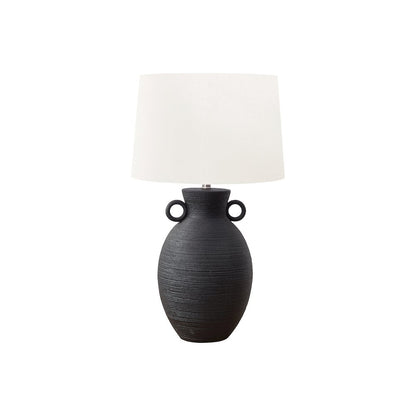Lighting, 30"H, Table Lamp, Black Ceramic, Ivory / Cream Shade, Transitional