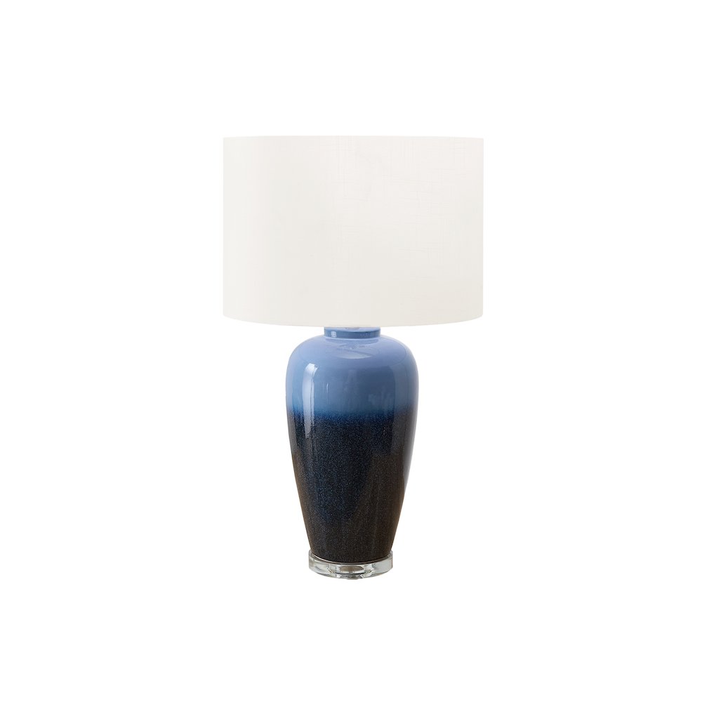 29"H, Table Lamp, Blue Ceramic, Ivory / Cream Shade, Contemporary, Modern