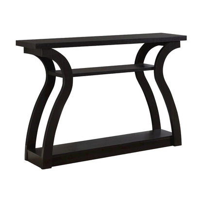 Laminate Narrow Console Sofa Table with Finished Sides for Entryway, Espresso
