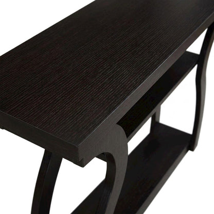 Laminate Narrow Console Sofa Table with Finished Sides for Entryway, Espresso