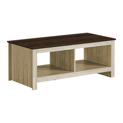 Coffee Table, 44""L, Cocktail, Accent, Storage, Rectangular, Beige Oak Laminate