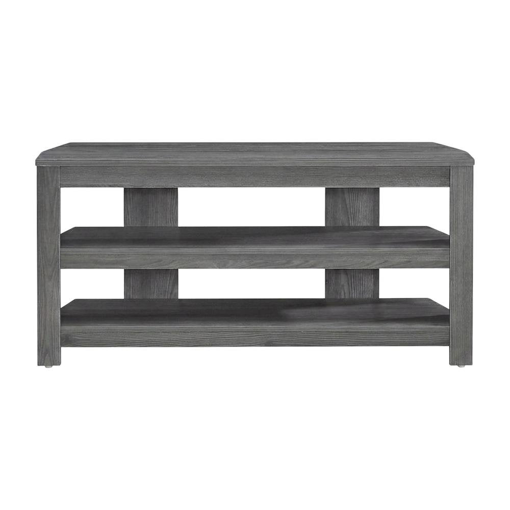 Corner TV Stand with Laminate Finish, Contemporary Media Console, Grey