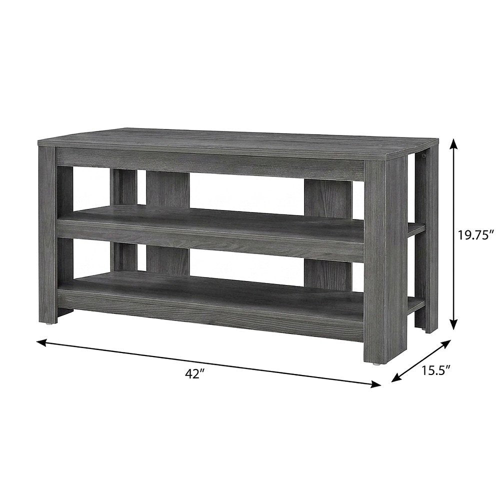 Corner TV Stand with Laminate Finish, Contemporary Media Console, Grey