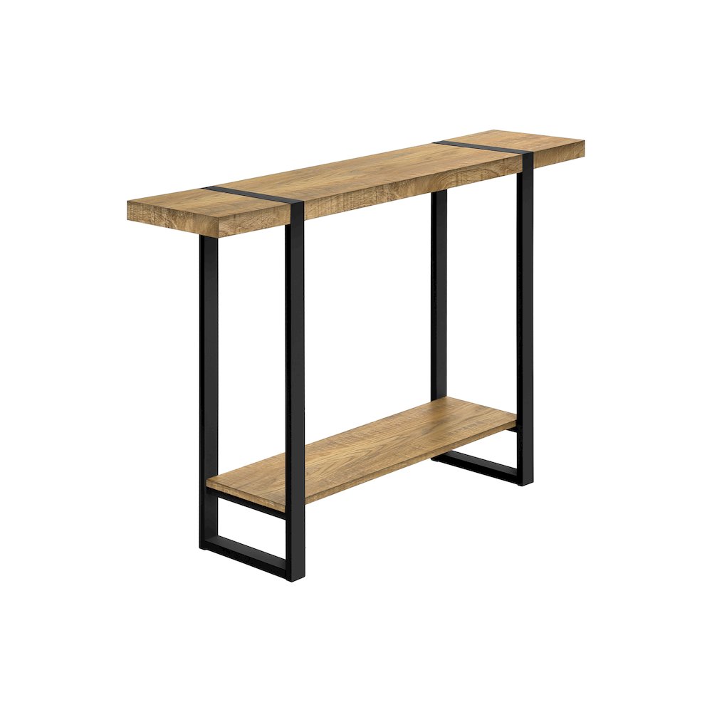 Accent Table, Console, Narrow, Sofa, Mango Wood-look Laminate, Black Metal