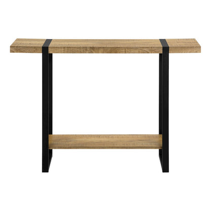 Accent Table, Console, Narrow, Sofa, Mango Wood-look Laminate, Black Metal