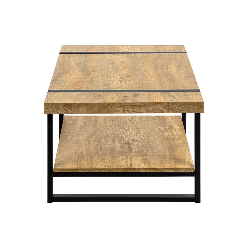 Coffee Table, Accent, Cocktail, Rectangular, 48""L, Mango Wood-look, Black Metal