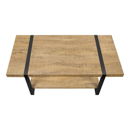 Coffee Table, Accent, Cocktail, Rectangular, 48""L, Mango Wood-look, Black Metal