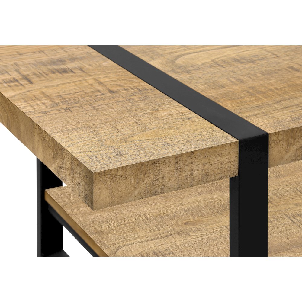 Coffee Table, Accent, Cocktail, Rectangular, 48""L, Mango Wood-look, Black Metal