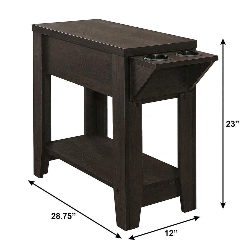 Laminate Narrow End Table, Small Accent Side Table for Living Room, Espresso