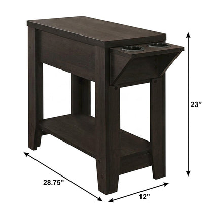 Laminate Narrow End Table, Small Accent Side Table for Living Room, Espresso