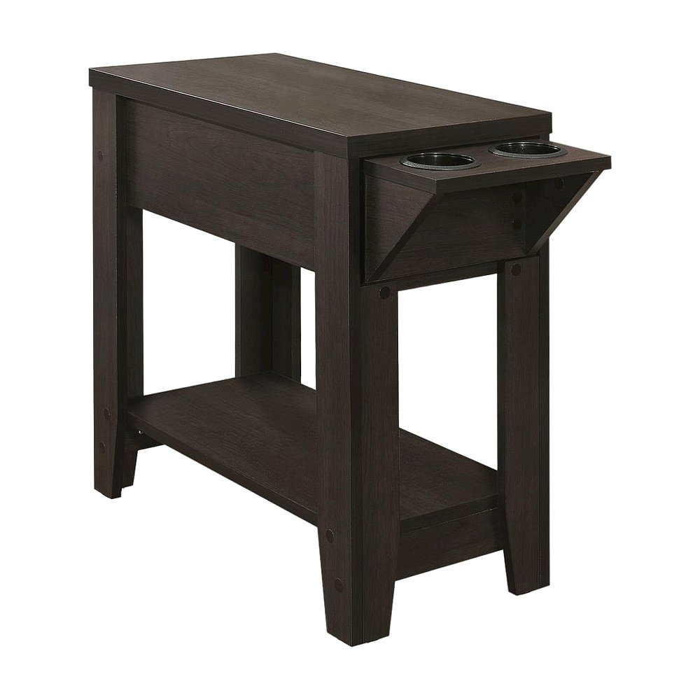 Laminate Narrow End Table, Small Accent Side Table for Living Room, Espresso