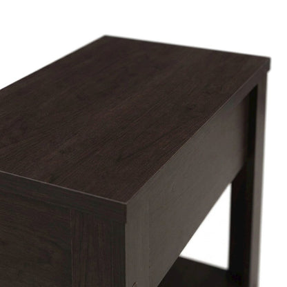 Laminate Narrow End Table, Small Accent Side Table for Living Room, Espresso
