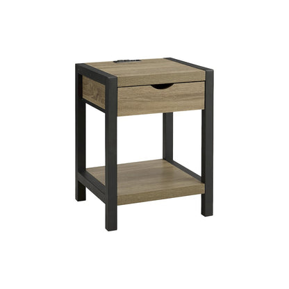 Accent Table, 24""H, 2 Tier, End, Side Table, Nightstand, Lamp, Storage Drawer