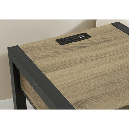 Accent Table, 24""H, 2 Tier, End, Side Table, Nightstand, Lamp, Storage Drawer