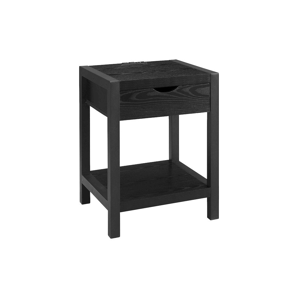 Accent Table, 24""H, 2 Tier, End, Side Table, Nightstand, Lamp, Storage Drawer