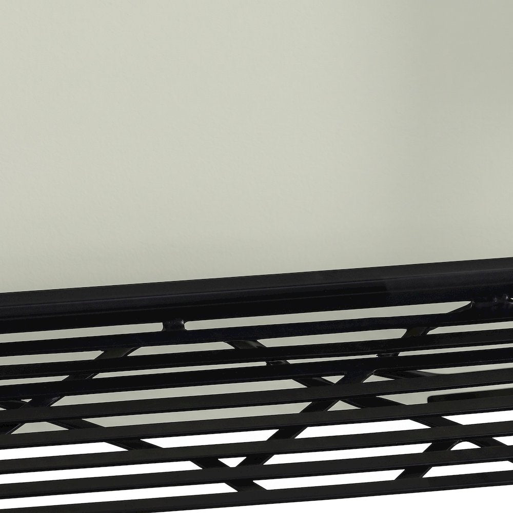 FurniFact Metal Wine Racks with Glass Holder and Open Storage Shelf, Black