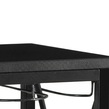 FurniFact Metal Wine Racks with Glass Holder and Open Storage Shelf, Black