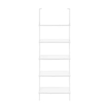 Metal and Particle Board 5-Tier Tall Bookcase, Floor Standing Shelf, White