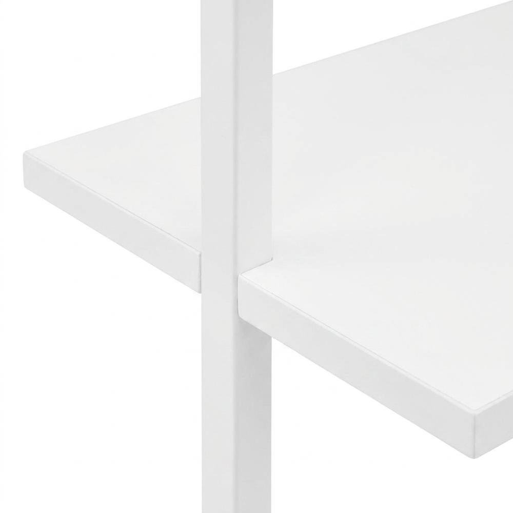 Metal and Particle Board 5-Tier Tall Bookcase, Floor Standing Shelf, White