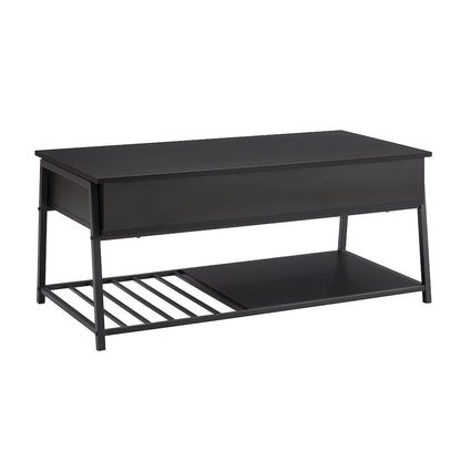 Coffee Table, 42"" L, Cocktail, Lift-top, Rectangular, Storage, Black Laminate