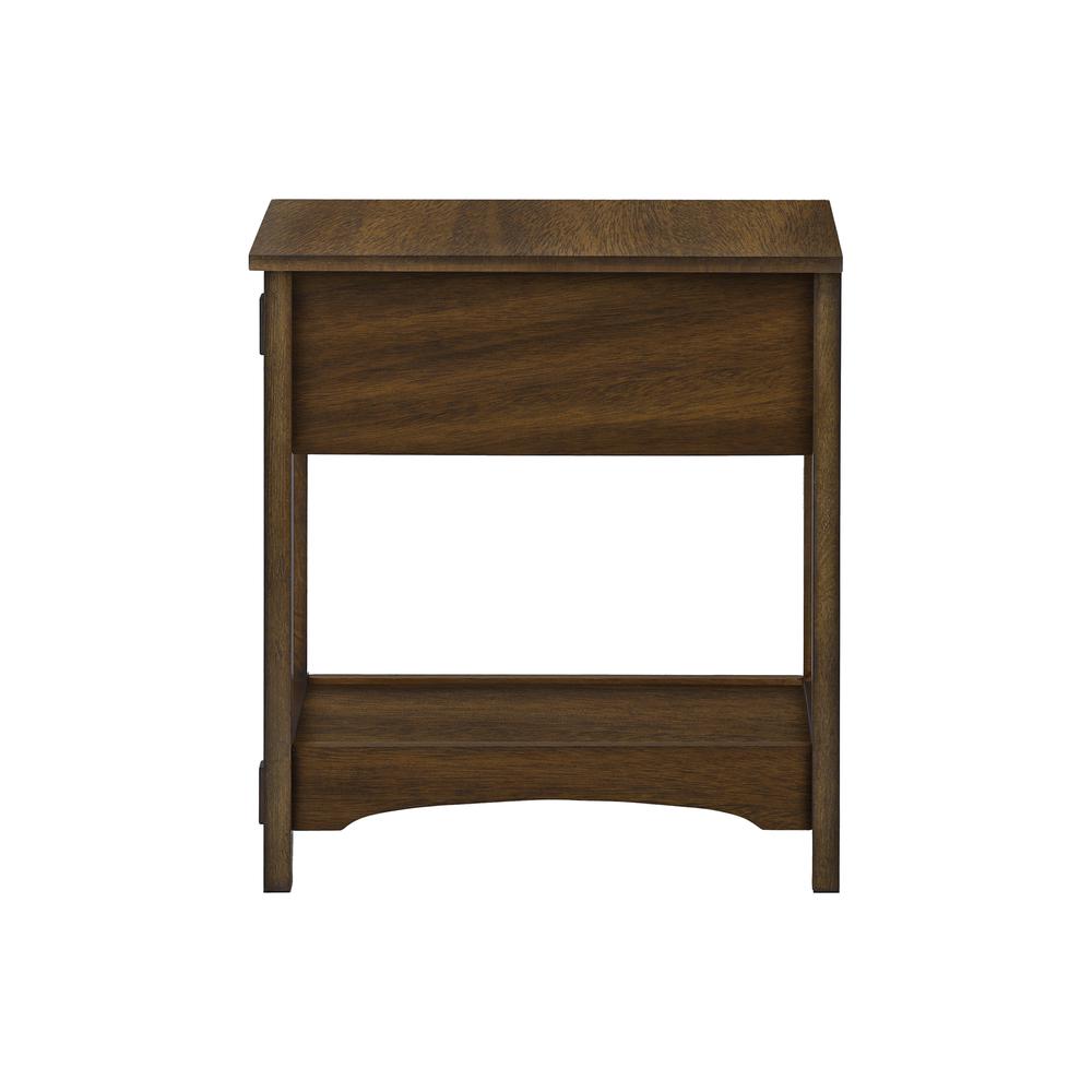 Accent Table, 2 Tier, Narrow, Storage Drawer, Brown Veneer, Transitional