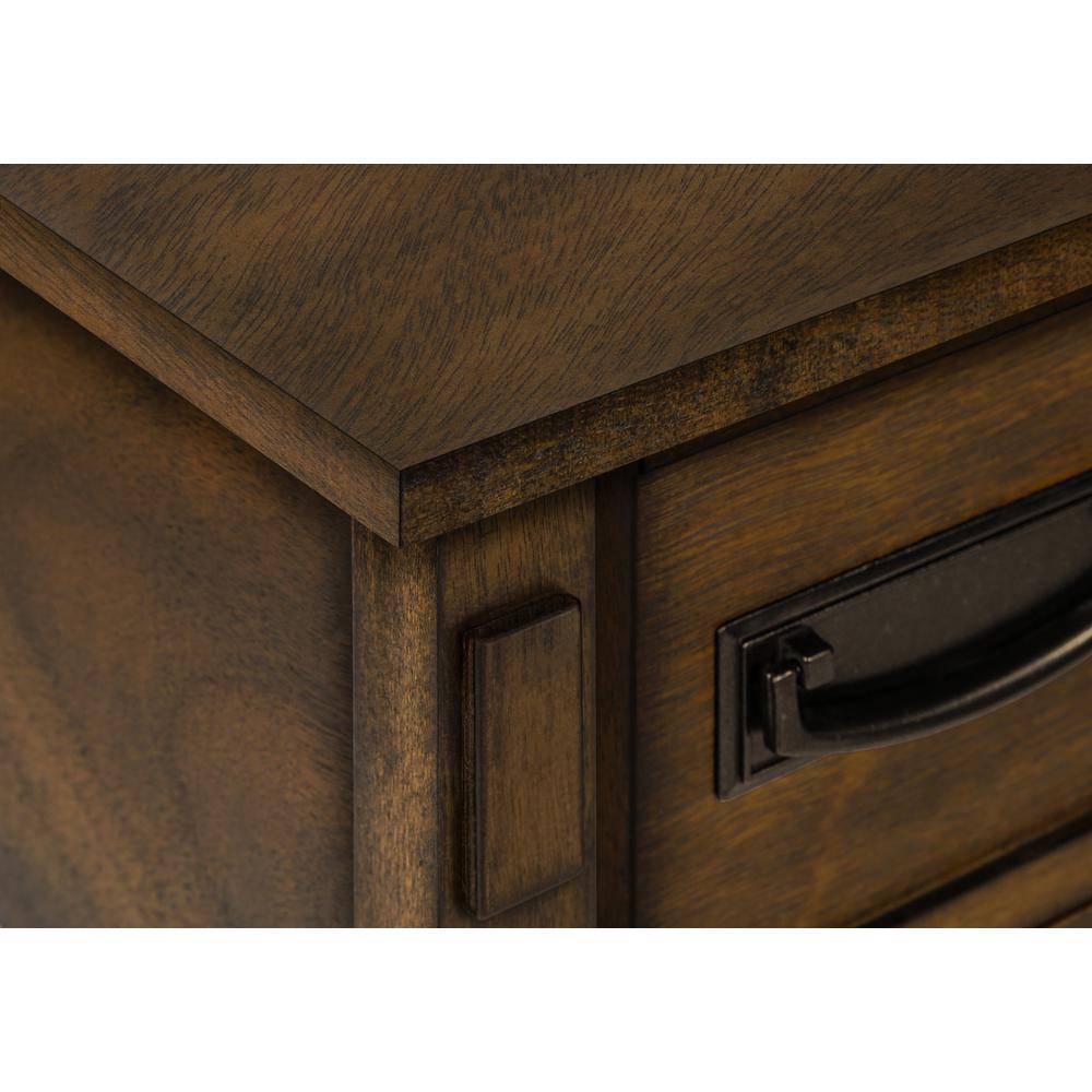 Accent Table, 2 Tier, Narrow, Storage Drawer, Brown Veneer, Transitional