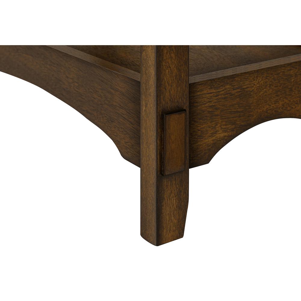 Accent Table, 2 Tier, Narrow, Storage Drawer, Brown Veneer, Transitional