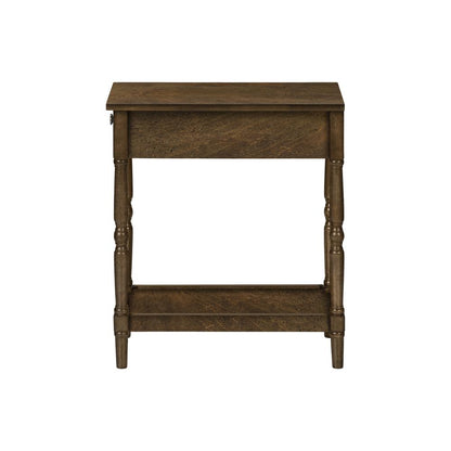 Accent Table, 2 Tier, Narrow, Lamp, Storage Drawer, Brown Veneer, Traditional