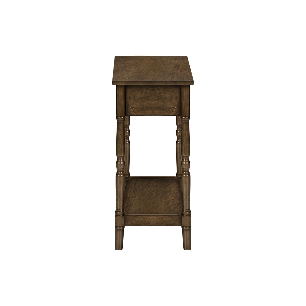Accent Table, 2 Tier, Narrow, Lamp, Storage Drawer, Brown Veneer, Traditional