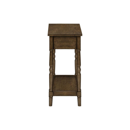 Accent Table, 2 Tier, Narrow, Lamp, Storage Drawer, Brown Veneer, Traditional