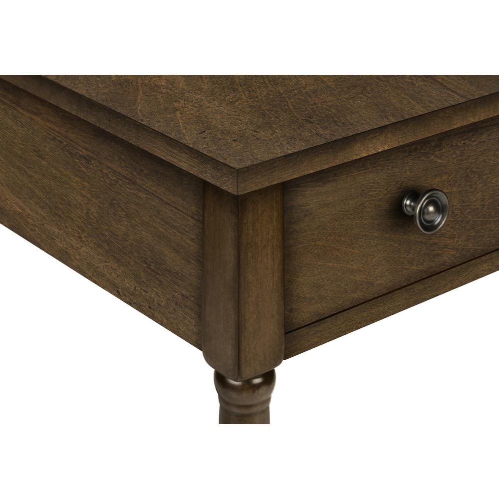 Accent Table, 2 Tier, Narrow, Lamp, Storage Drawer, Brown Veneer, Traditional