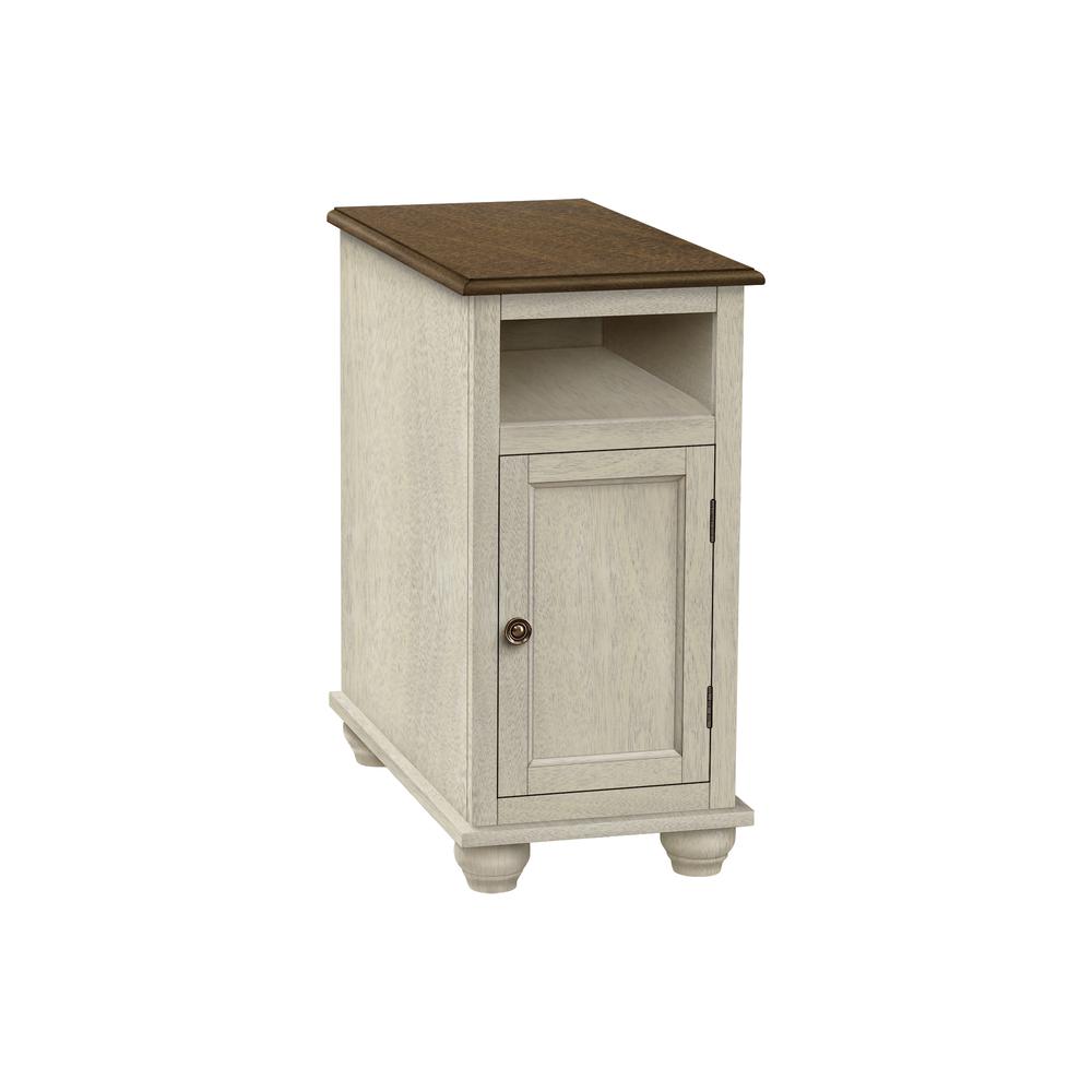 Accent Table, Narrow, Lamp, Storage, Antique White Veneer, Brown Veneer