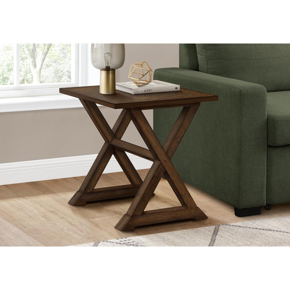 Accent Table, Square, Lamp, Brown Veneer, Transitional