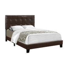 Upholstered Full Size Platform Bed with Tufted Headboard, Brown,Black