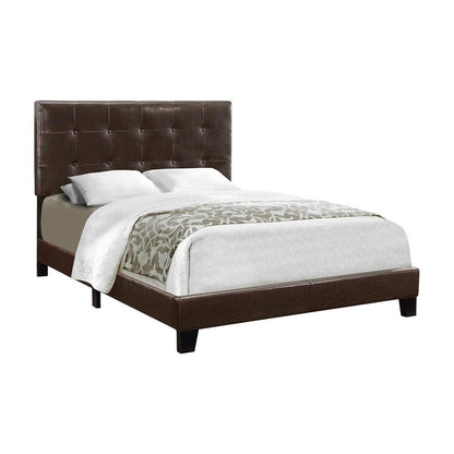 Upholstered Full Size Platform Bed with Tufted Headboard, Brown,Black