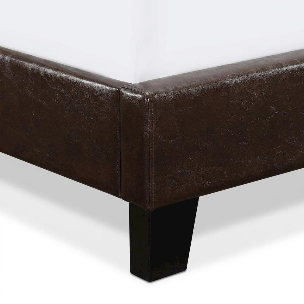 Upholstered Full Size Platform Bed with Tufted Headboard, Brown,Black