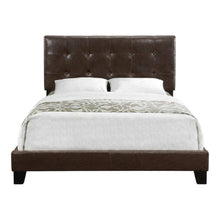 Upholstered Full Size Platform Bed with Tufted Headboard, Brown,Black