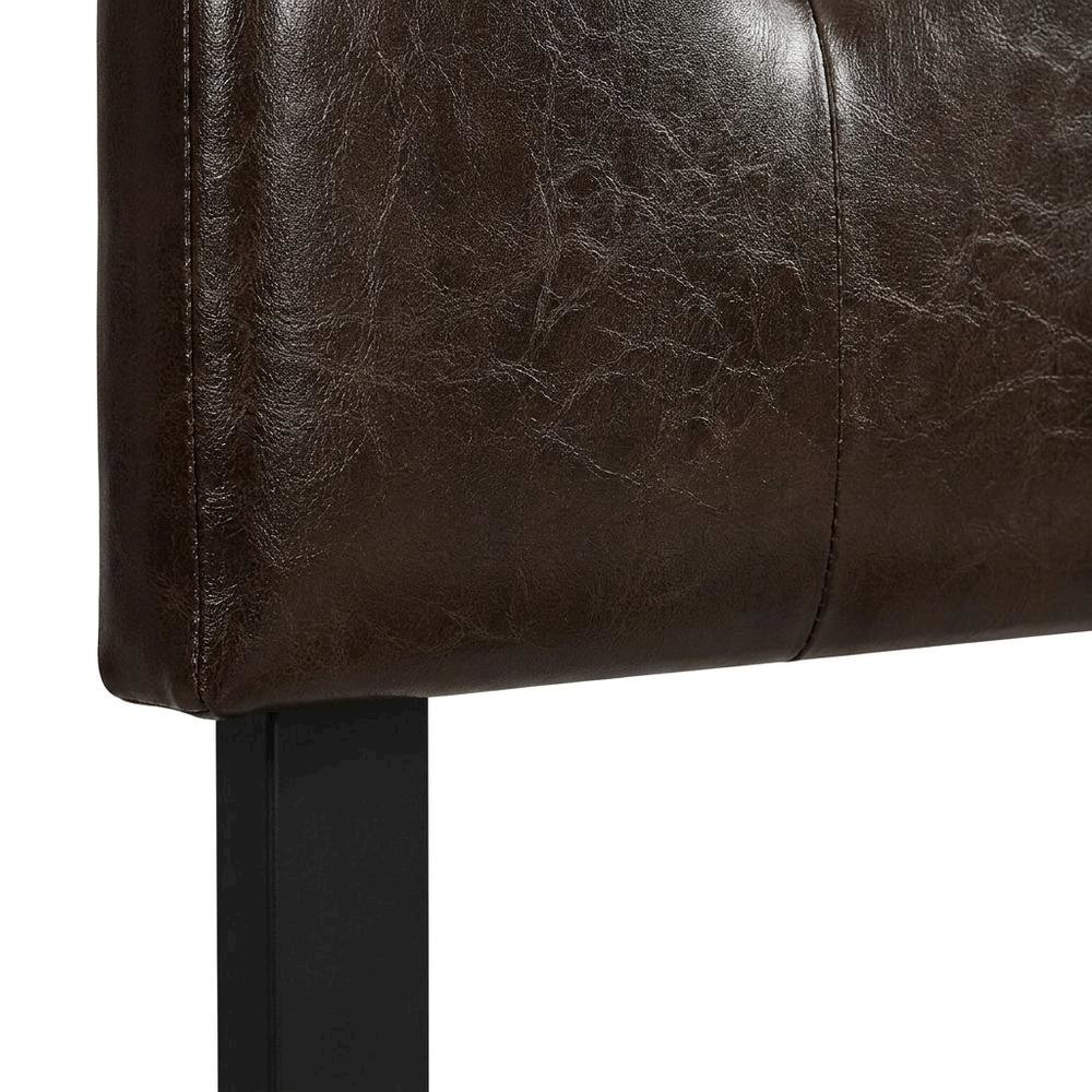 Foam-Padded Faux Leather Upholstered Headboard, Queen Size Only, Brown,Black