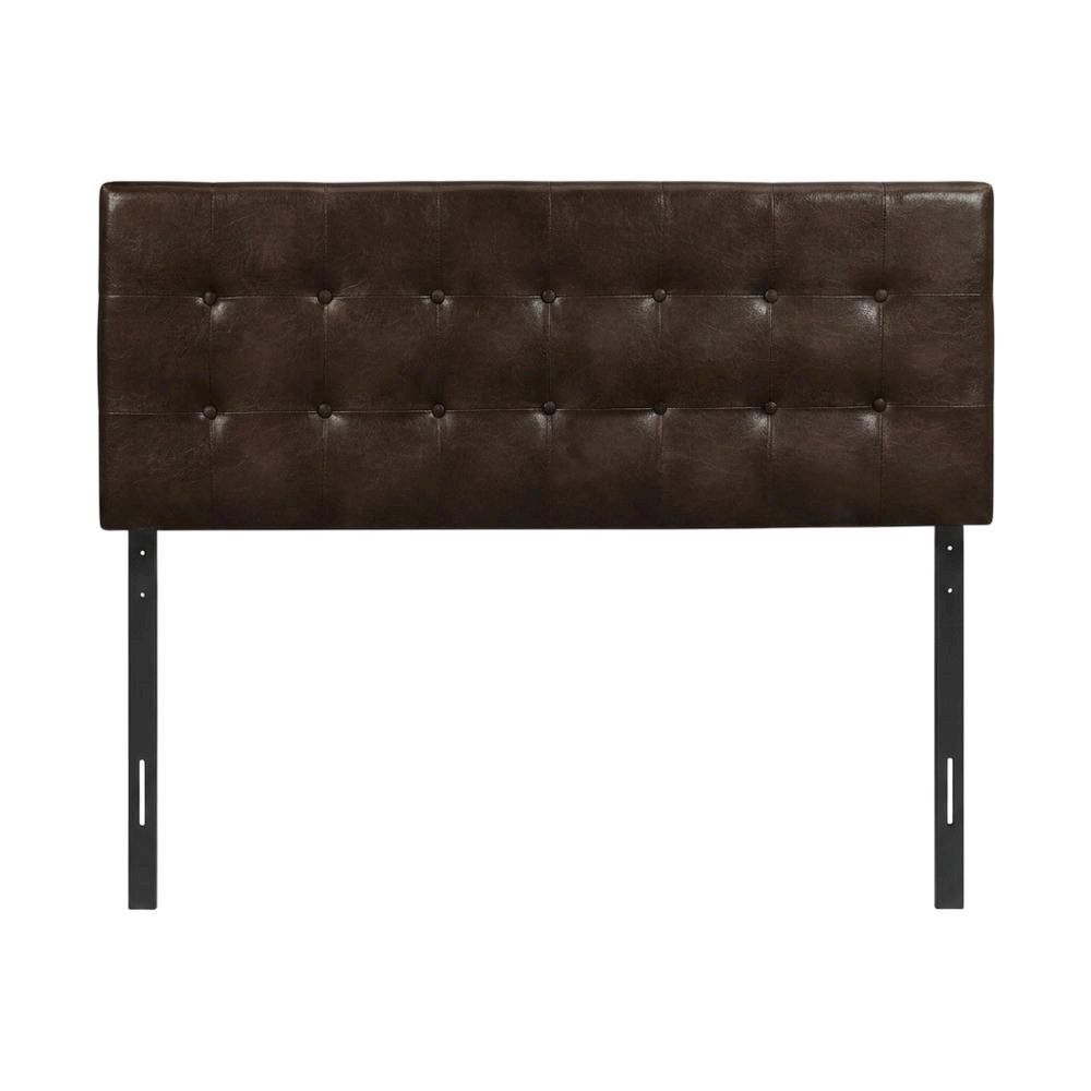 Foam-Padded Faux Leather Upholstered Headboard, Queen Size Only, Brown,Black