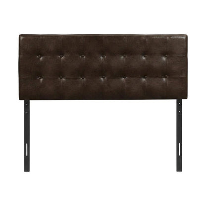 Foam-Padded Faux Leather Upholstered Headboard, Queen Size Only, Brown,Black