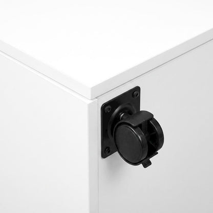 Laminate Rolling Filing Cabinet with Storage Drawers on Casters, White,Black